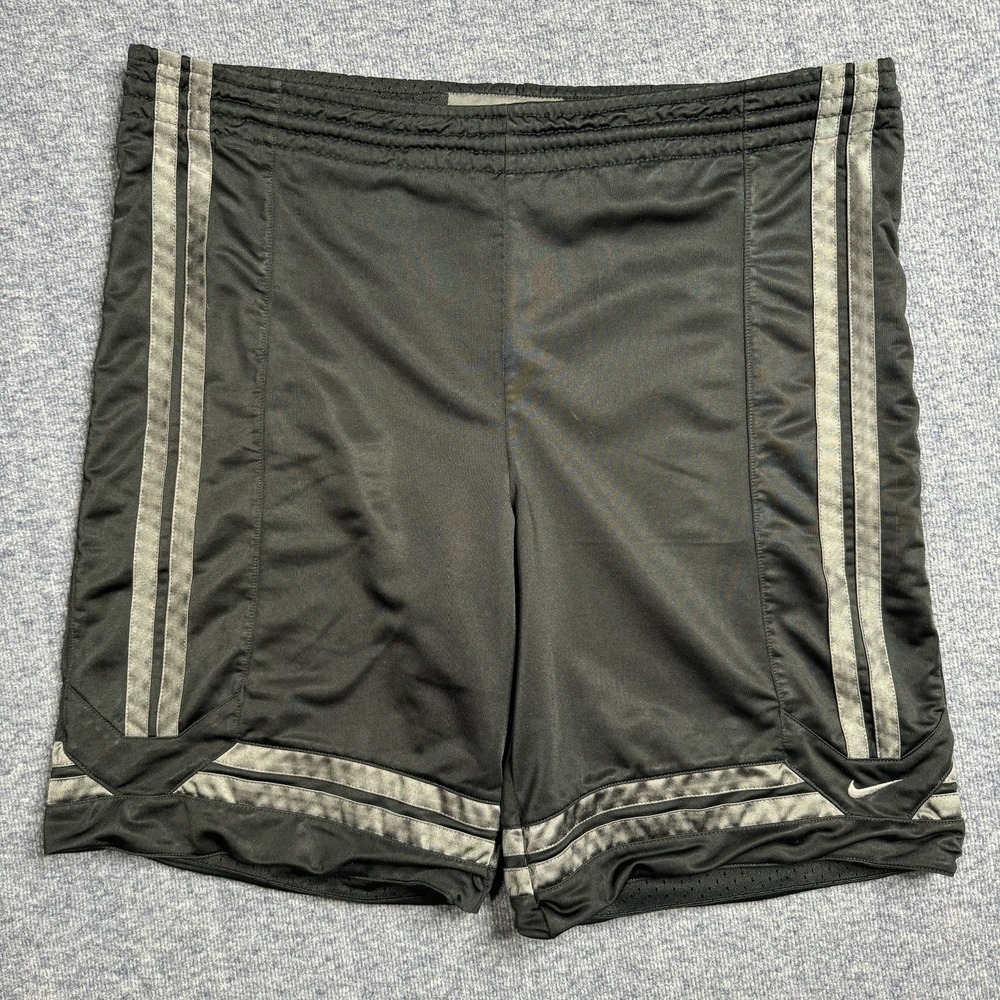 Nike Reversible Basketball Shorts Mens XL Black Silver Mesh Athletic Gym Trunks